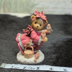 Cherished Teddies Emma Bear Figurine With Birds Christmas